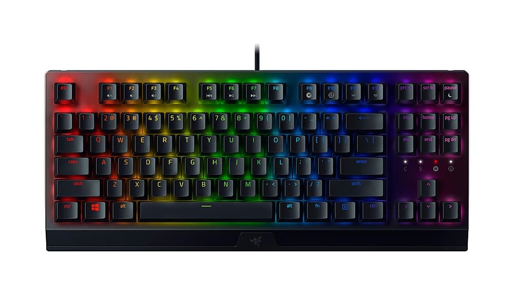 Razer Black Widow V3 TKL Wired Mechanical Gaming Yellow Linear Switch Keyboard w/ RGB Backlighting - Black