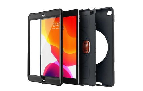 Trent Gladius iPad case for iPad 10.2” 9/8/7th gen - Black with leather strap