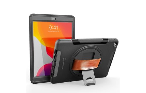 Trent Gladius iPad case for iPad 10.2” 9/8/7th gen - Black with leather strap