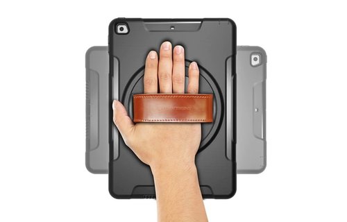 Trent Gladius iPad case for iPad 10.2” 9/8/7th gen - Black with leather strap