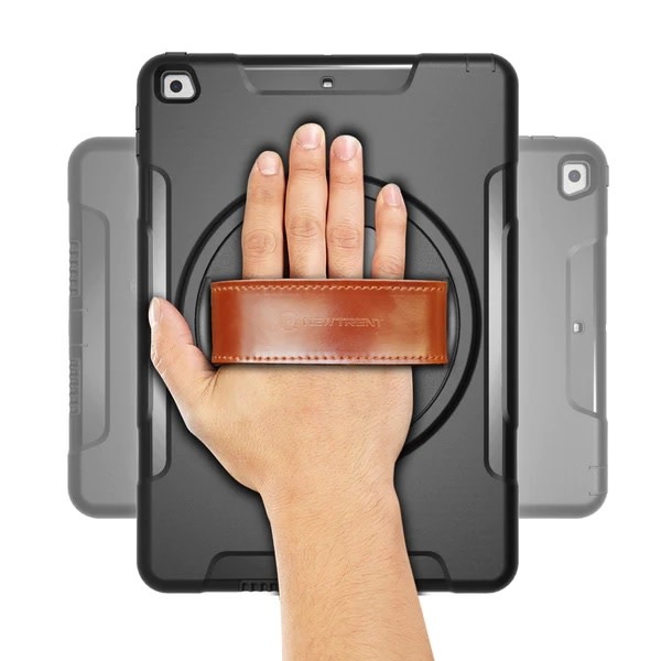 Trent Gladius iPad case for iPad 10.2” 9/8/7th gen - Black with leather strap