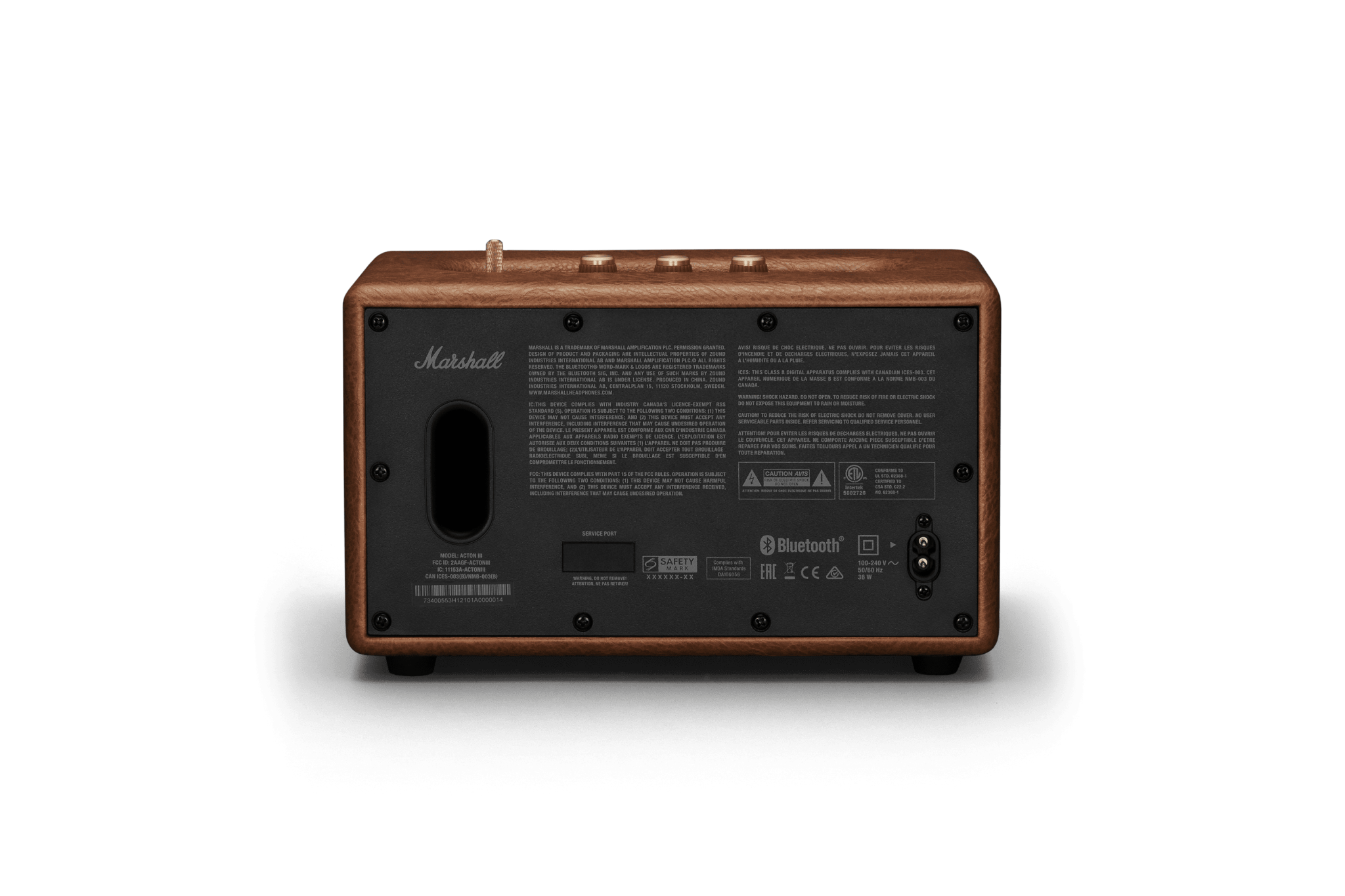 Marshall Acton III Bluetooth Speaker 120/230V US Adapter - Brown