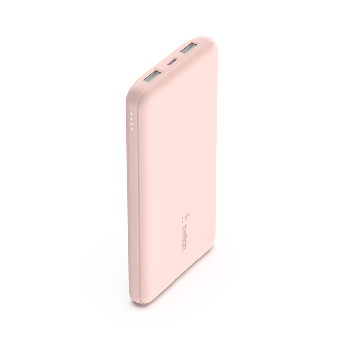 Belkin BOOST↑CHARGE™ Multi-Port Power Bank (2 x USB-A, 1 x USB-C) w/ USB-A to USB-C cable) 10,000 mAh 15w, Rose)
