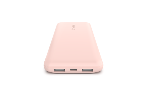 Belkin BOOST↑CHARGE™ Multi-Port Power Bank (2 x USB-A, 1 x USB-C) w/ USB-A to USB-C cable) 10,000 mAh 15w, Rose)