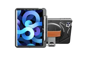 Trent Glada Rugged iPad case for iPad Air 10.9” (5th & 4th gen) & iPad Pro 11 (4th, 3rd & 2nd gen) - Black with leather strap & pencil holder