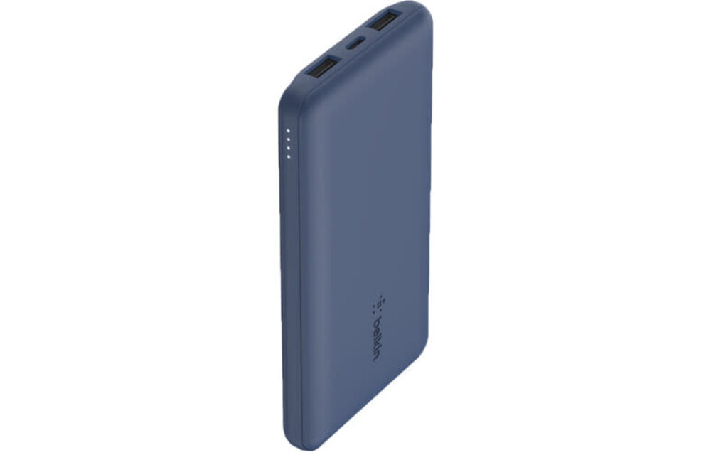 Belkin BOOST↑CHARGE™ Multi-Port Power Bank (2 x USB-A, 1 x USB-C) w/ USB-A to USB-C cable) 10,000 mAh 15w, Blue)