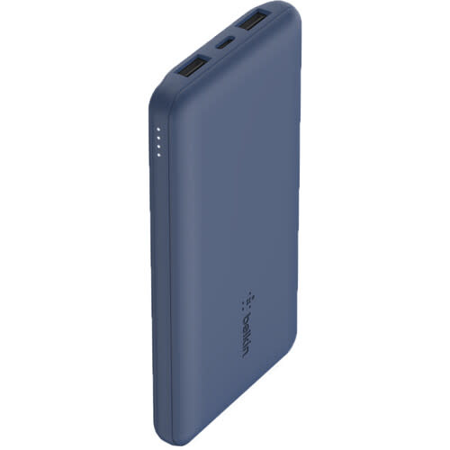 Belkin BOOST↑CHARGE™ Multi-Port Power Bank (2 x USB-A, 1 x USB-C) w/ USB-A to USB-C cable) 10,000 mAh 15w, Blue)