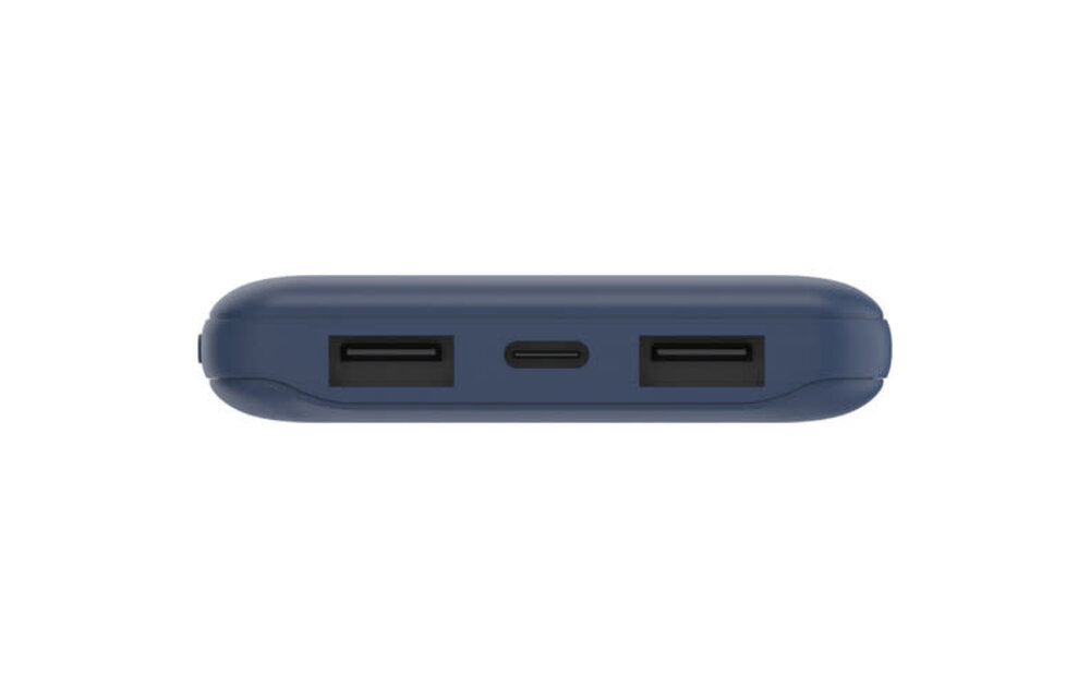 Belkin BOOST↑CHARGE™ Multi-Port Power Bank (2 x USB-A, 1 x USB-C) w/ USB-A to USB-C cable) 10,000 mAh 15w, Blue)