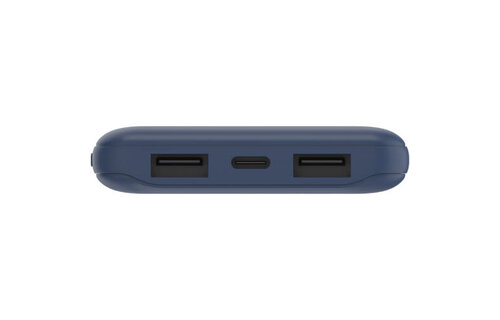 Belkin BOOST↑CHARGE™ Multi-Port Power Bank (2 x USB-A, 1 x USB-C) w/ USB-A to USB-C cable) 10,000 mAh 15w, Blue)