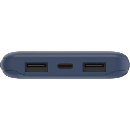 Belkin BOOST↑CHARGE™ Multi-Port Power Bank (2 x USB-A, 1 x USB-C) w/ USB-A to USB-C cable) 10,000 mAh 15w, Blue)