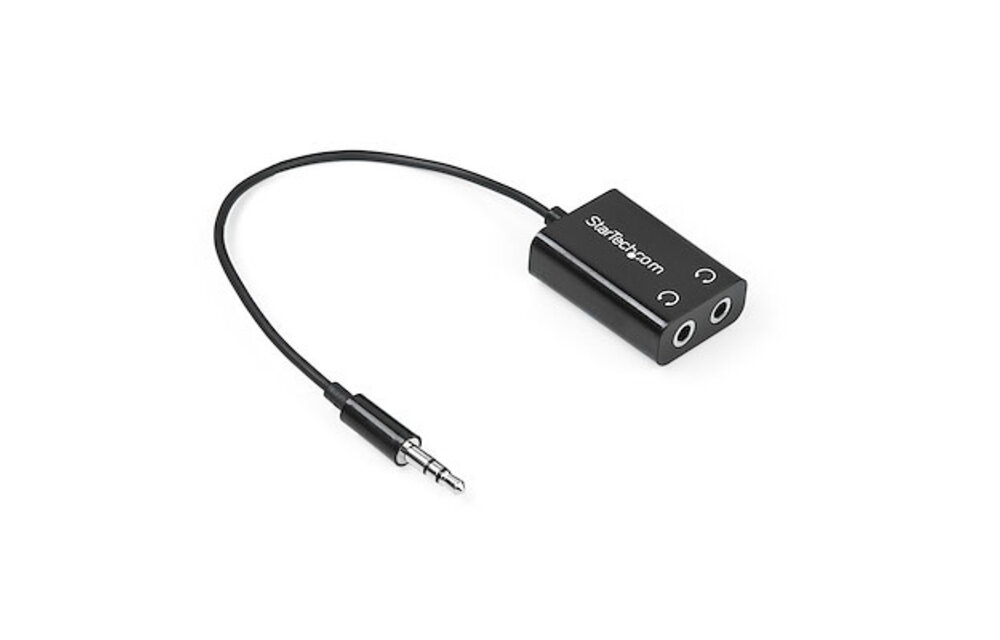 StarTech Slim Audio Headphone Splitter Cable Adapter 3.5mm Male to 2 x 3.5mm Female 6” Black
