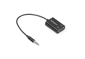 StarTech Slim Audio Headphone Splitter Cable Adapter 3.5mm Male to 2 x 3.5mm Female 6” Black