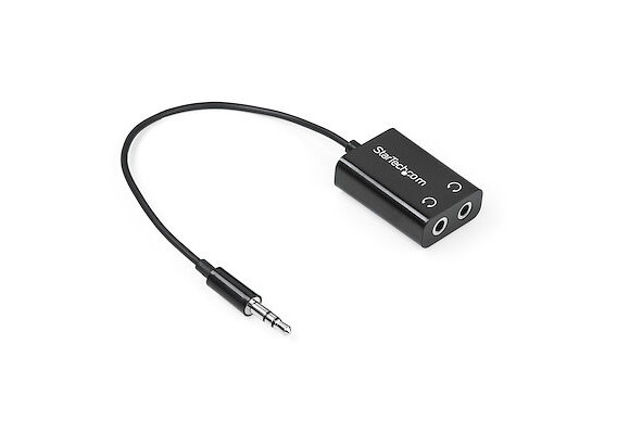 StarTech Slim Audio Headphone Splitter Cable Adapter 3.5mm Male to 2 x 3.5mm Female 6” Black