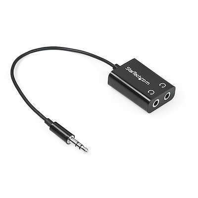 StarTech Slim Audio Headphone Splitter Cable Adapter 3.5mm Male to 2 x 3.5mm Female 6” Black