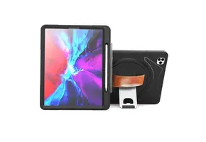 Trent Glada Rugged iPad case for iPad Pro 12.9” (6th, 5th & 4th gen) - Black with leather strap & pencil holder