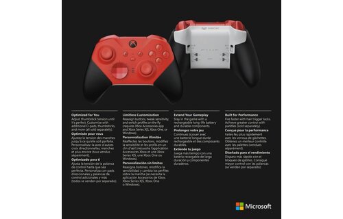Microsoft Xbox One Elite Series 2 Core Wireless Controller for XBox Series X/S/One and PC (USB-C Cable/Bluetooth Connection) - Red