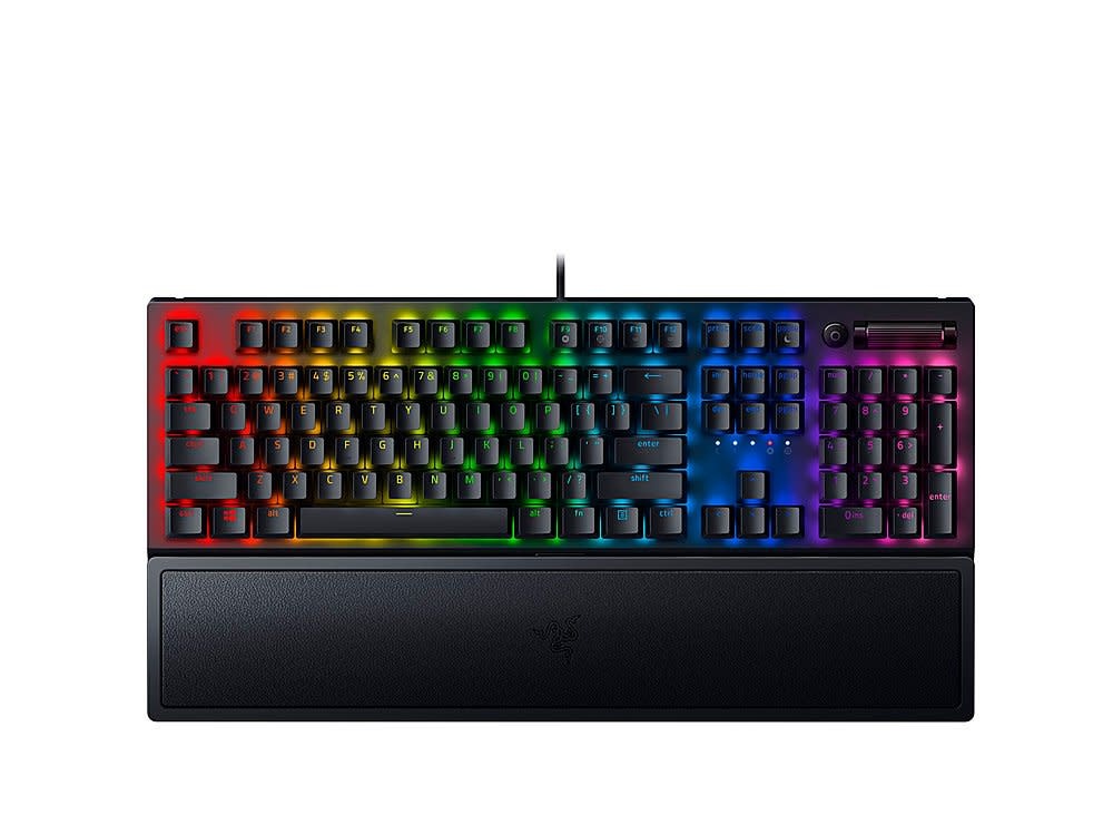 Razer BlackWidow V3 Full Sized Wired Keyboard - Yellow Linear Switch with RGB Backlighting - Black