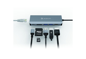 Adam Elements CASA Hub A01 6-in-1 USB-C Hub - Ethernet, HDMI, 2 USB-AI, SD Card Reader/USB-C 100w pass through- Gray WSL