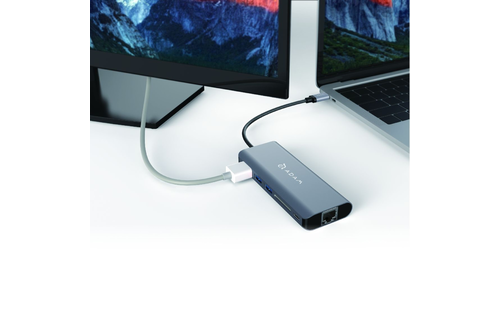 Adam Elements CASA Hub A01 6-in-1 USB-C Hub - Ethernet, HDMI, 2 USB-AI, SD Card Reader/USB-C 100w pass through- Gray WSL