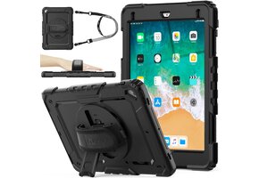 SEYMAC Pad case for iPad 9.7” 6/5 gen/Pro 9.7/Air/Air2 - Black with leather strap WHILE SUPPLIES LAST