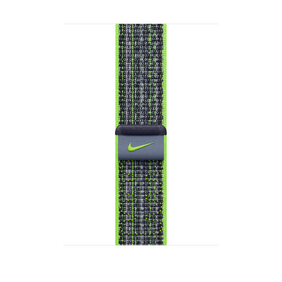 Apple Watch Band - 44/45/46/49mm Bright Green/Blue Nike Sport Loop (Fits 145-220mm wrists)