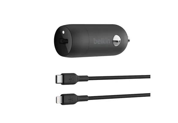 Belkin BOOST↑CHARGE USB-C Car Charger 30W with Lightning Cable - Black