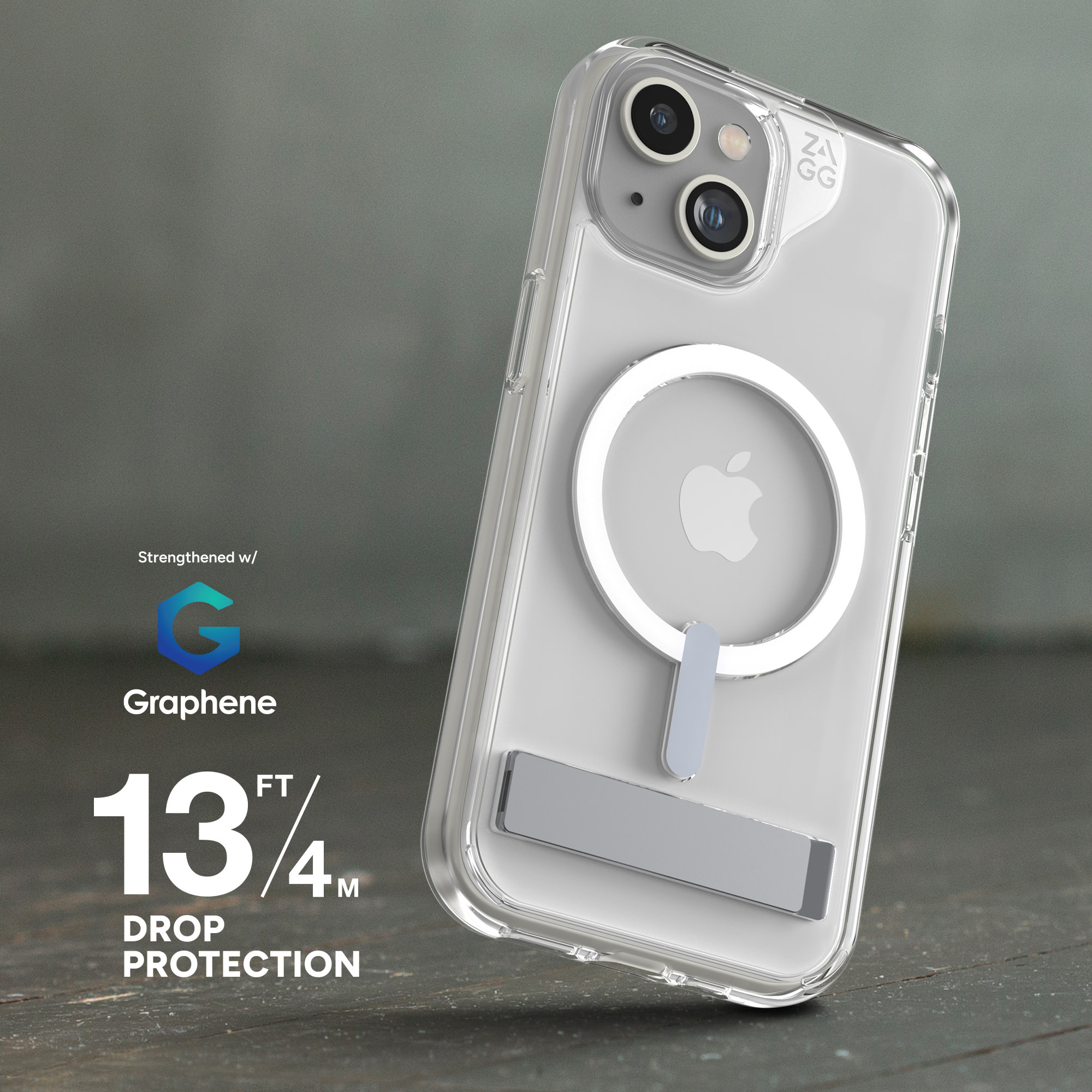 Gear4 Crystal Palace Snap Case w/ Kickstand with Magsafe for iPhone 15/14/13 Clear