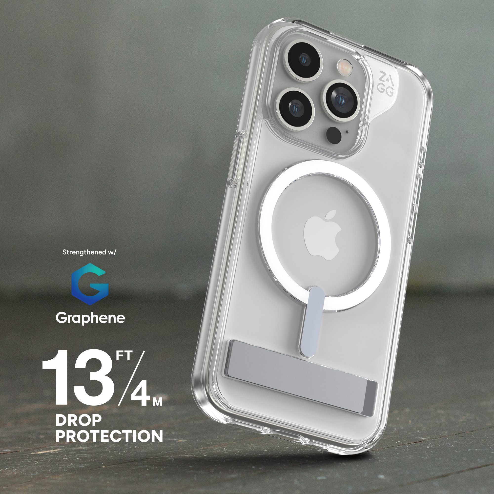 Gear4 Crystal Palace Snap Case w/ Kickstand with Magsafe for iPhone 15 Pro Clear
