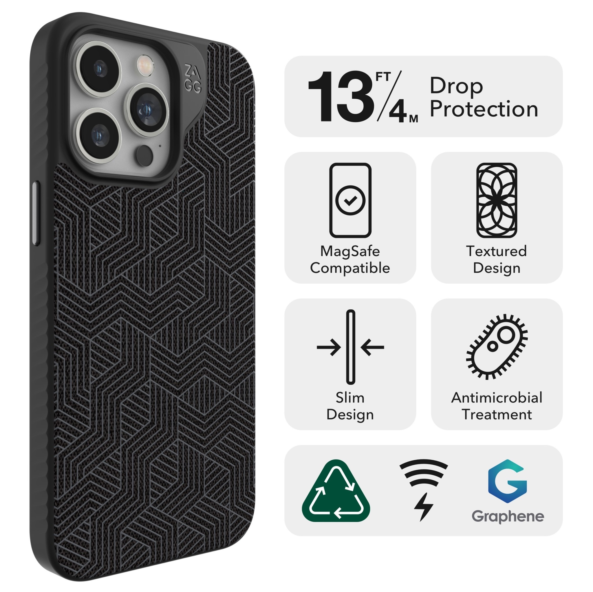 Gear4 London Snap Case with Magsafe for iPhone 15 Pro Max Gray Geo