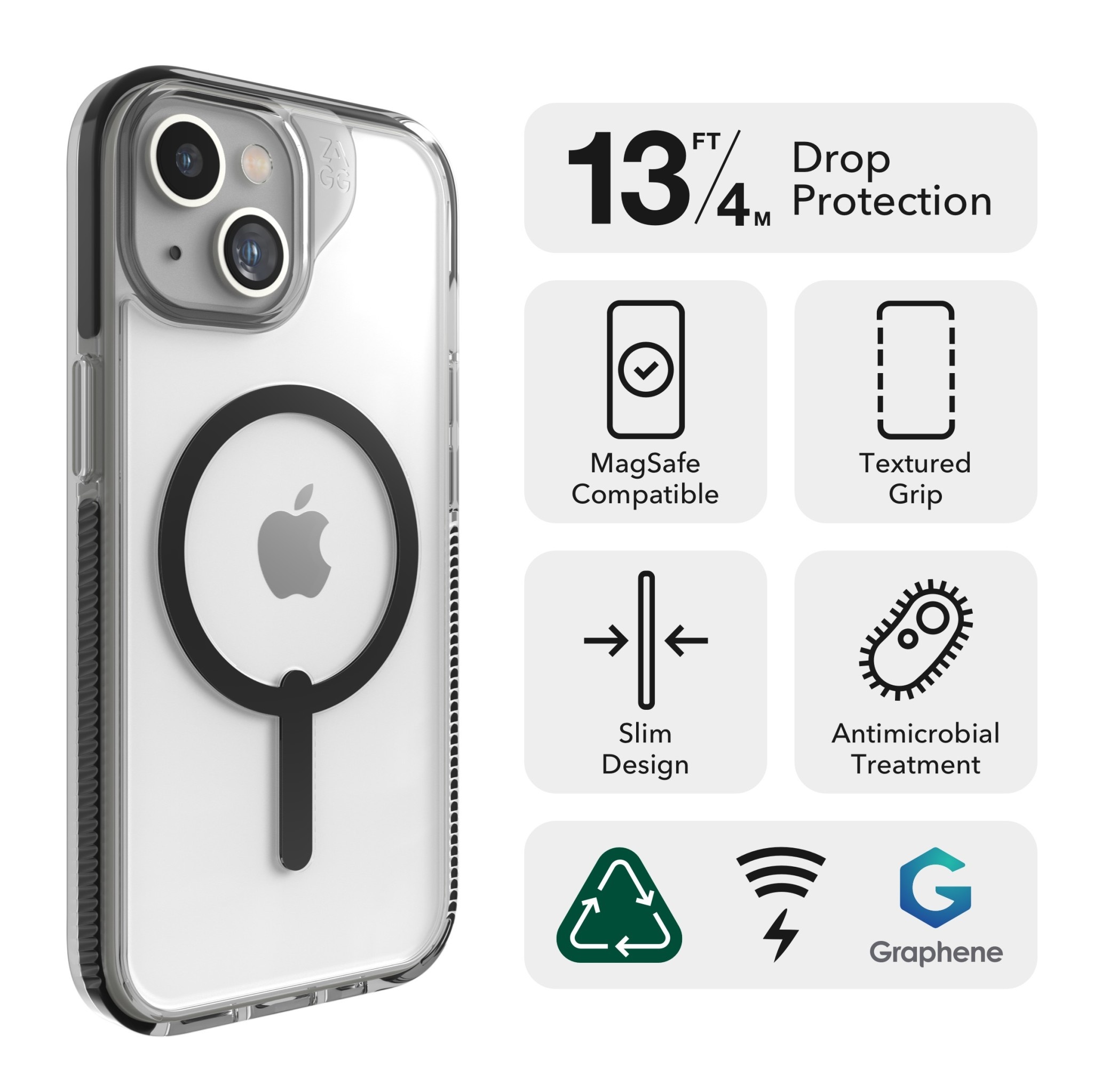 Gear4 Santa Cruz Snap Case with Magsafe for iPhone 15/14/13 Clear/Black