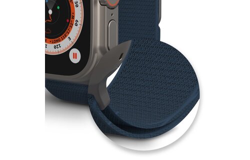 Gear4 Highland Adjustable Nylon Band for Apple Watch 44/45/46/49mm Medium) Blue