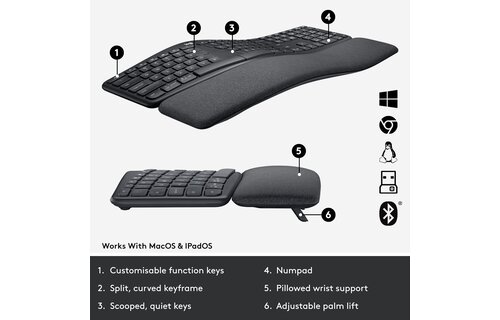 Logitech ERGO K860 for Business Wireless Split Ergonomic Keyboard (PC/Mac)