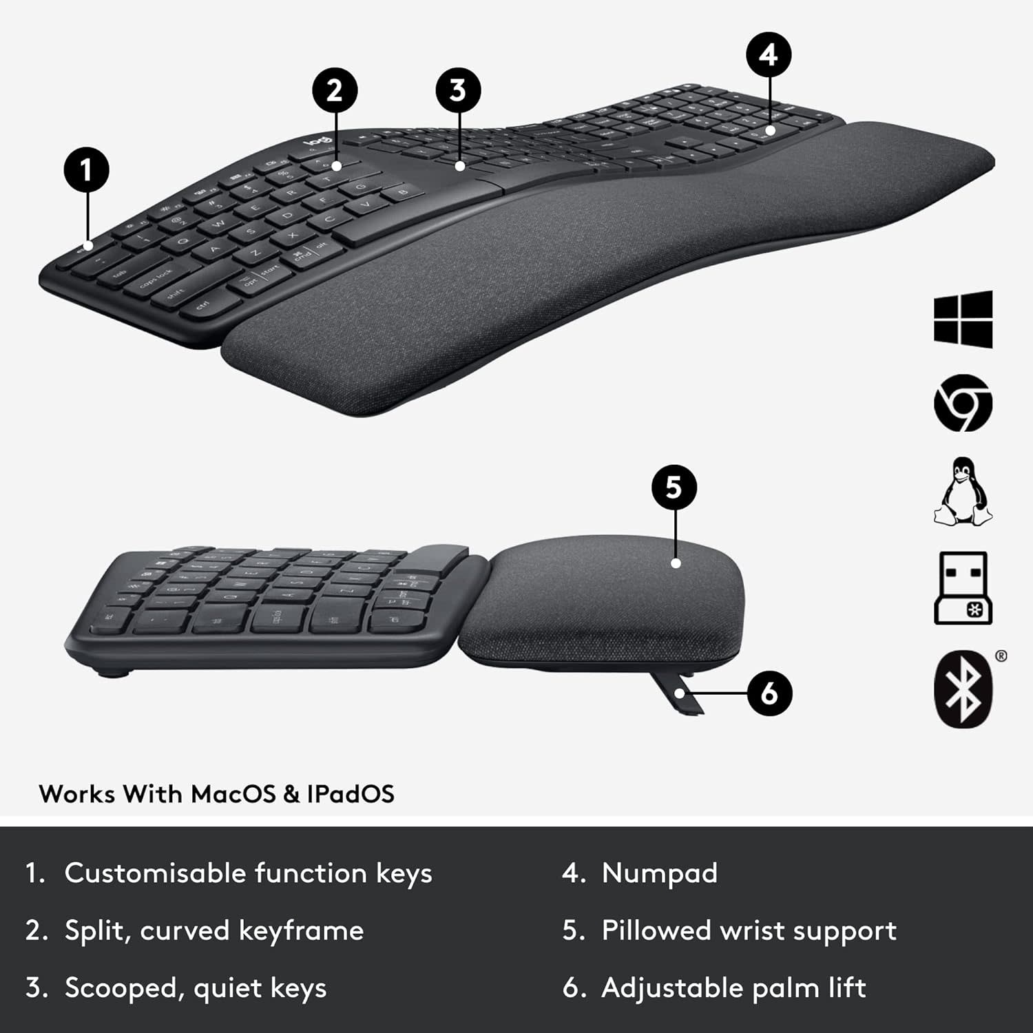 Logitech ERGO K860 for Business Wireless Split Ergonomic Keyboard (PC/Mac)