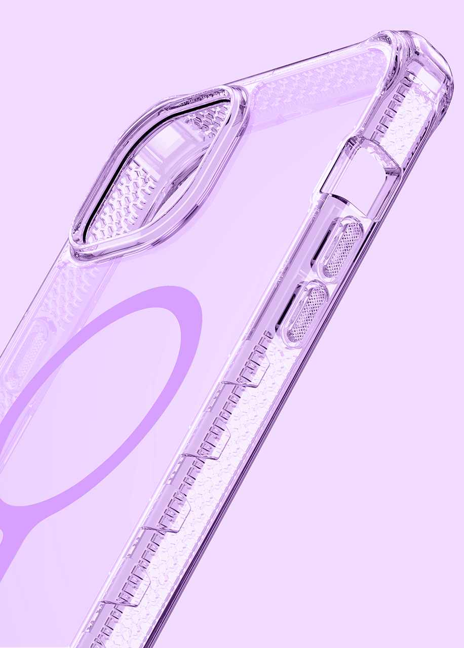 Itskins Supreme Clear Case for iPhone 15 - Little Purple/Light Purple Print