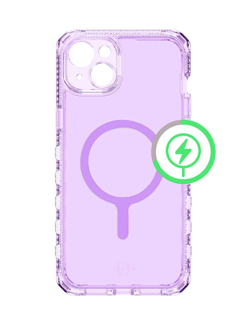 Itskins Supreme Clear Case for iPhone 15 - Little Purple/Light Purple Print