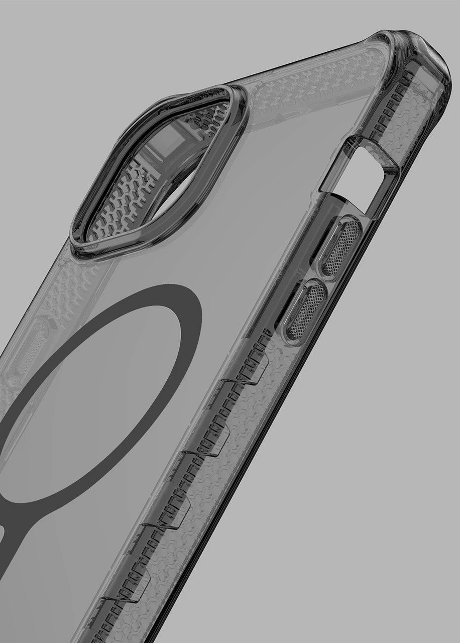 Itskins Supreme R Clear Case for iPhone 15 - Grey and Grey Print