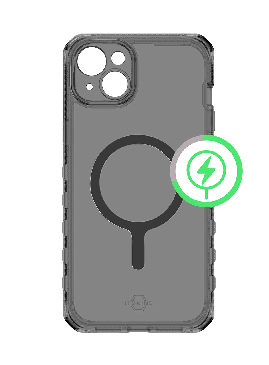 Itskins Supreme R Clear Case for iPhone 15 - Grey and Grey Print