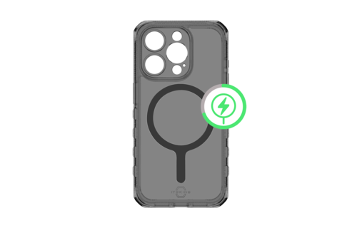 Itskins Supreme Clear Case for iPhone 15 Pro Max  - Grey and Grey Print