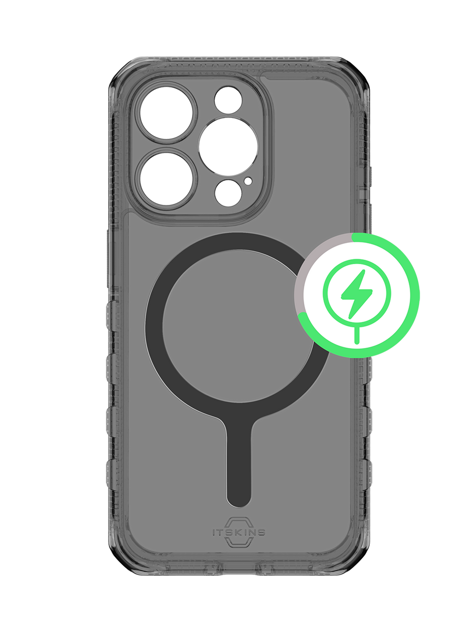 Itskins Supreme Clear Case for iPhone 15 Pro Max  - Grey and Grey Print