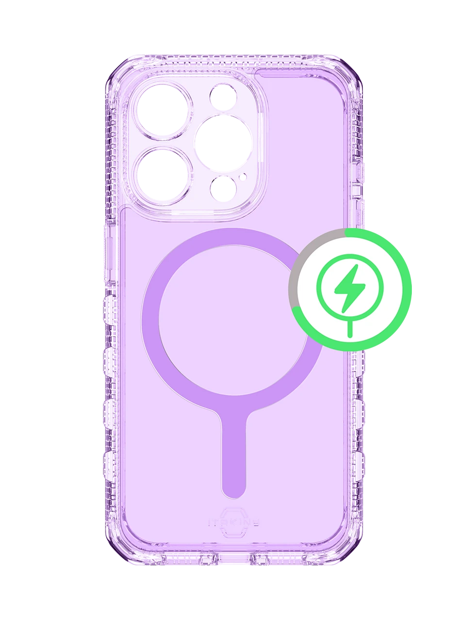 Itskins Supreme Clear Case for iPhone 15 Pro Max - Little Purple/Light Purple Print