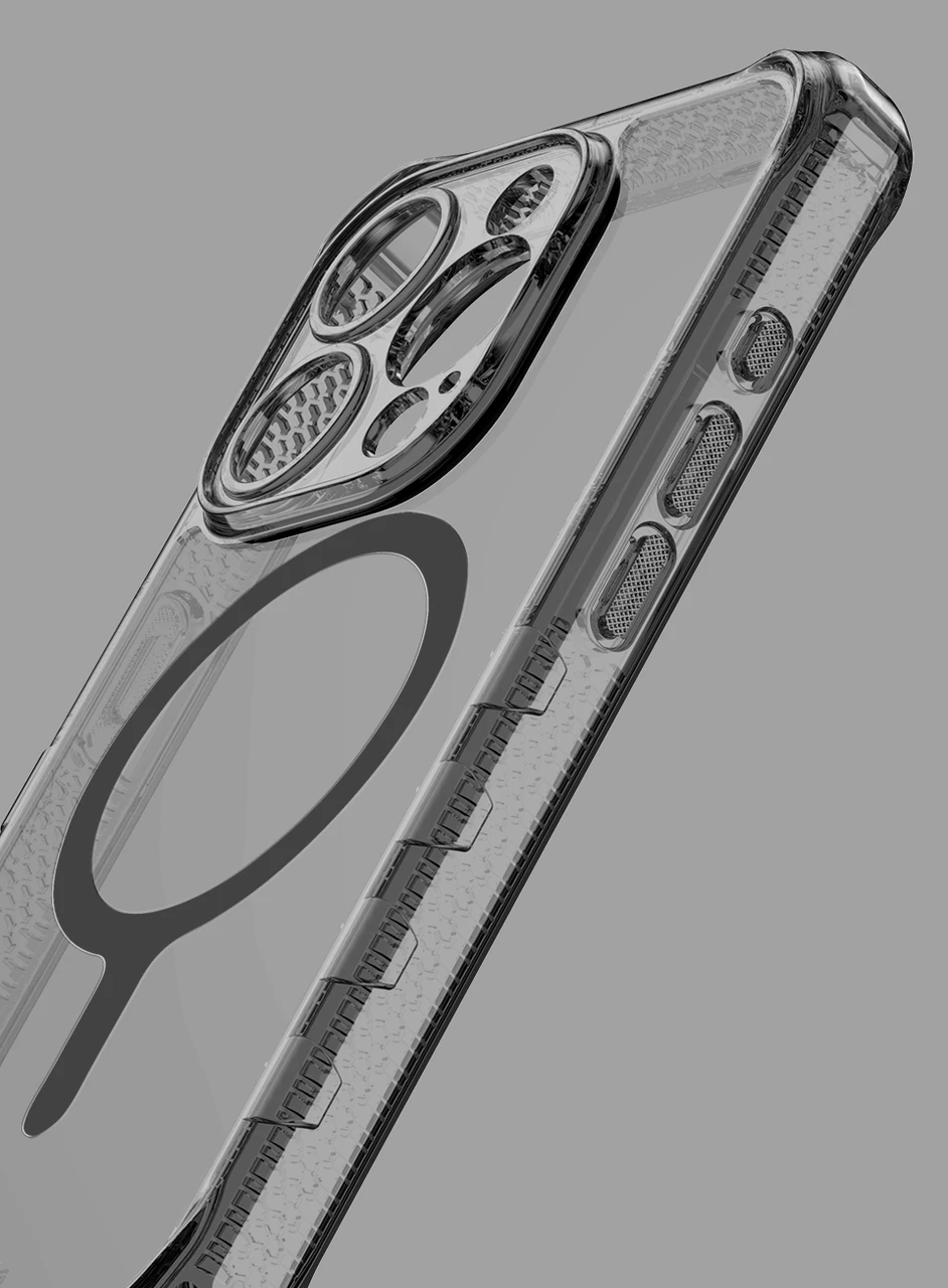 Itskins Supreme Clear Case for iPhone 15 Pro  - Grey and Grey Print