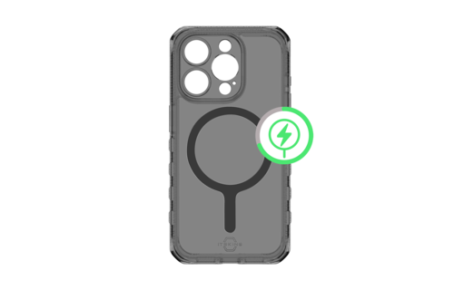 Itskins Supreme Clear Case for iPhone 15 Pro  - Grey and Grey Print