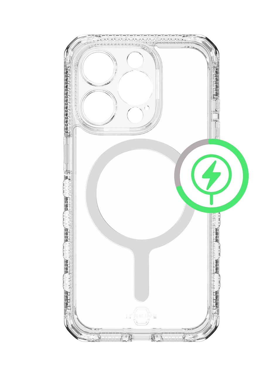 Itskins Supreme Clear Case for iPhone 15 Pro - Transparent White Print