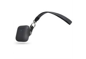 Moshi Pebbo Case w/ Detachable Wrist Strap and LintGuard™ Protection for Airpods  1/2 gen ONLY - Shadow Black (NOT COMPATIBLE WITH AIRPODS PRO)