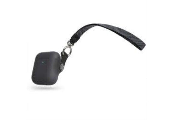 Moshi Pebbo Case w/ Detachable Wrist Strap and LintGuard™ Protection for Airpods  1/2 gen ONLY - Shadow Black (NOT COMPATIBLE WITH AIRPODS PRO)