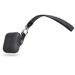 Moshi Pebbo Case w/ Detachable Wrist Strap and LintGuard™ Protection for Airpods  1/2 gen ONLY - Shadow Black (NOT COMPATIBLE WITH AIRPODS PRO)