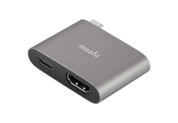 Moshi Compact USB-C to HDMI Adapter with HDR and PD Pass-through  Charging (4K) Titanium Gray