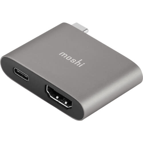 Moshi Compact USB-C to HDMI Adapter with HDR and PD Pass-through  Charging (4K) Titanium Gray