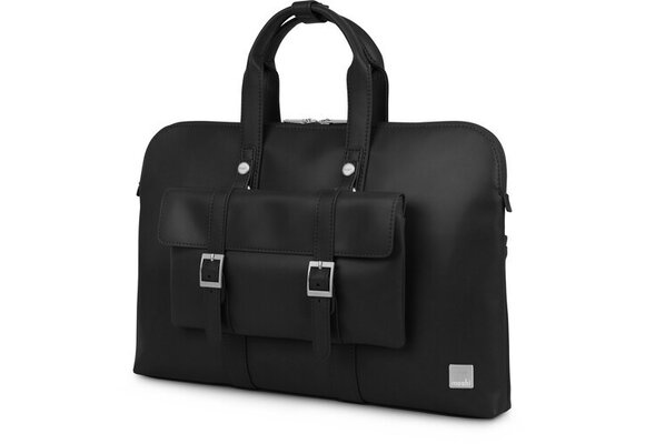 Moshi Treya Vegan Leather Briefcase - Jet Black