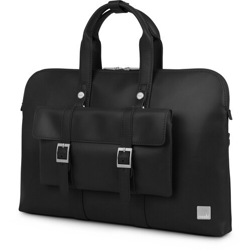 Moshi Treya Vegan Leather Briefcase - Jet Black